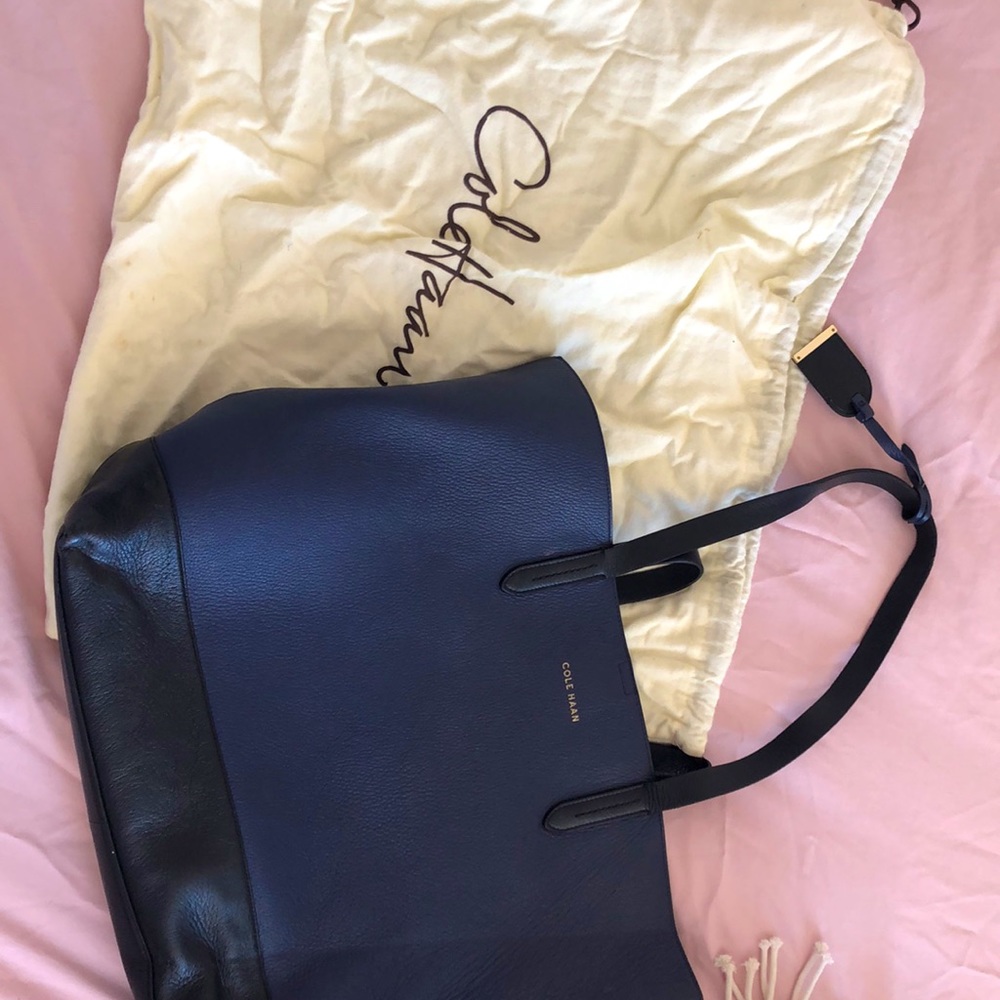 Blue and Black Leather Cole Haan Tote (w dust bag)
